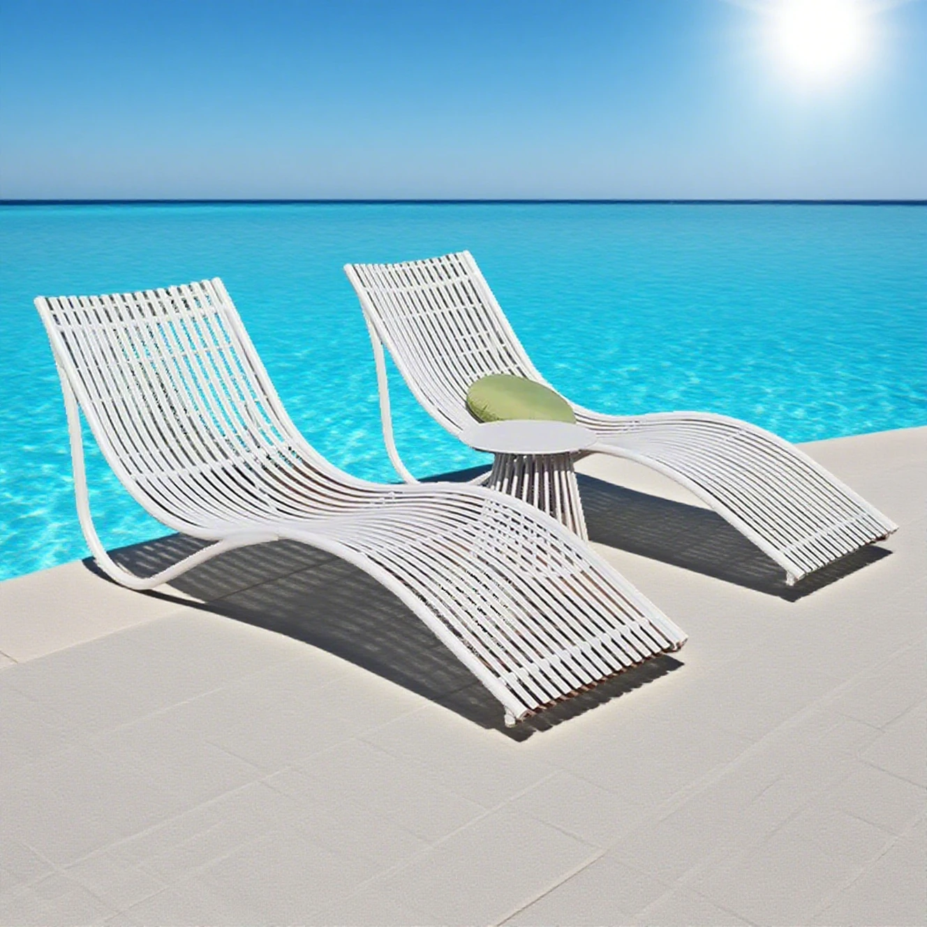 

Modern Outdoor Lounge Chair Waterproof Aluminum Alloy Sun Lounger Patio Furniture for Garden Beach