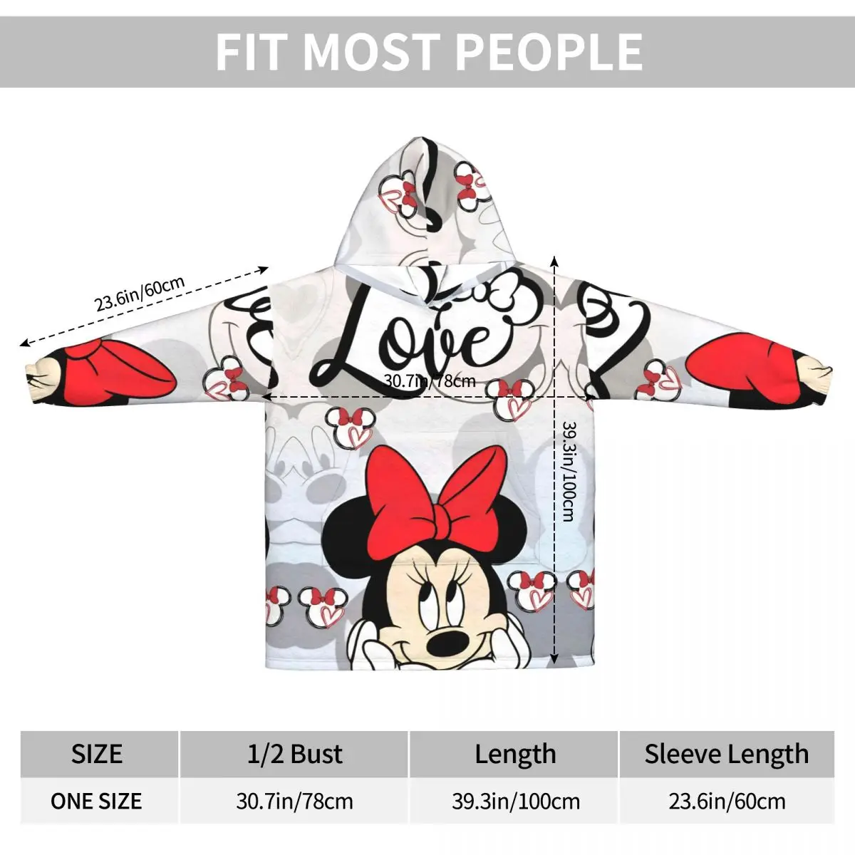 ميني ماوس Kawaii بطانية هوديي كبيرة الحجم يمكن ارتداؤها بطانية دافئة هدايا للنساء الفتيات الصديقة