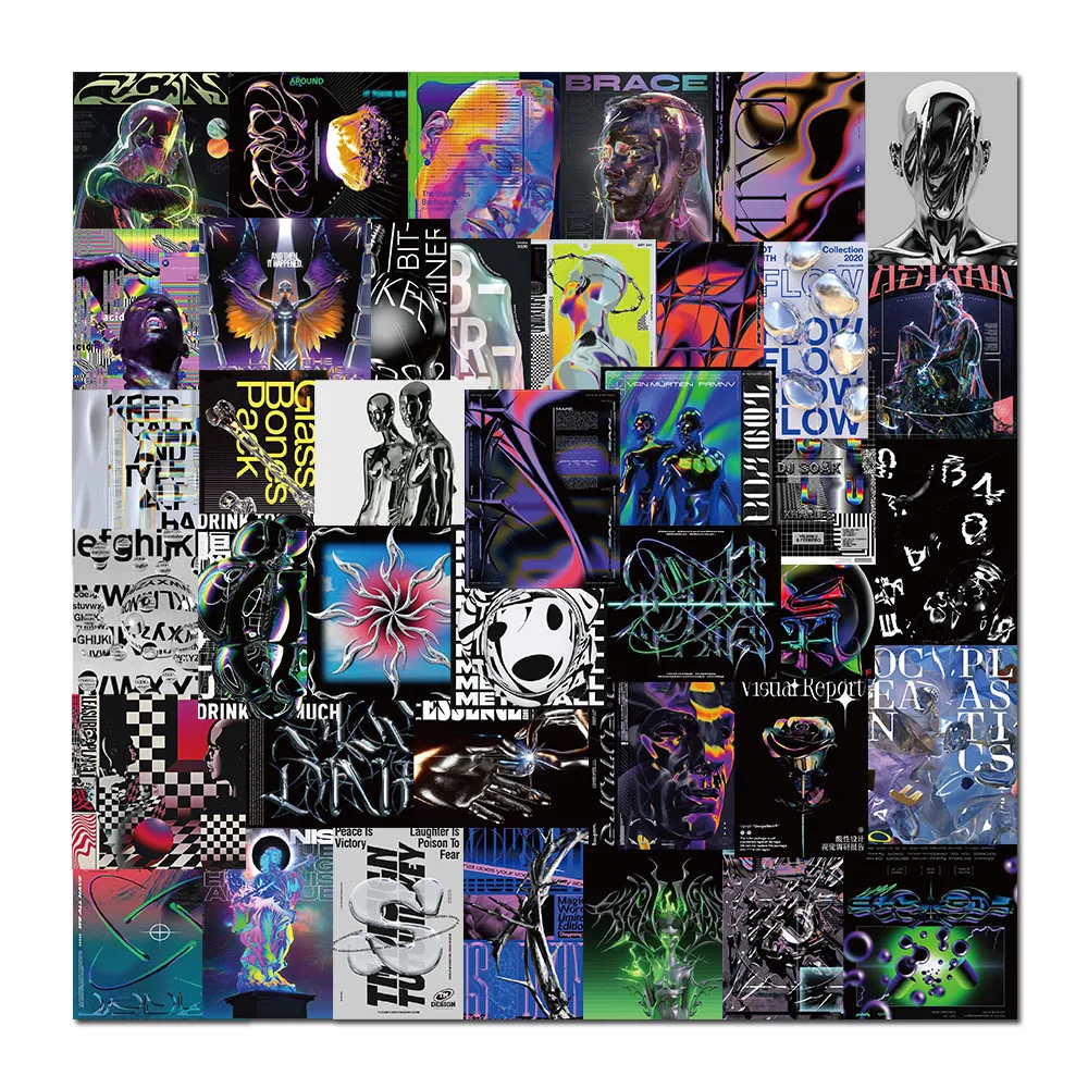 40pcs Acid Graphics Art Stickers Aesthetic Decals For Notebook Luggage Guitar Skateboard Helmet Waterproof Graffiti Stickers