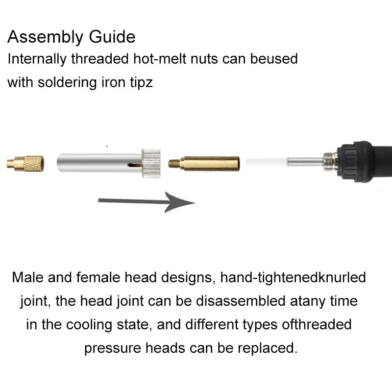 Pine64 ts100 porca de inserção de calor de solda ponta de ferro cabeça de rosca interna M2-M8 kit de inserção de derretimento quente de latão para impressora 3d