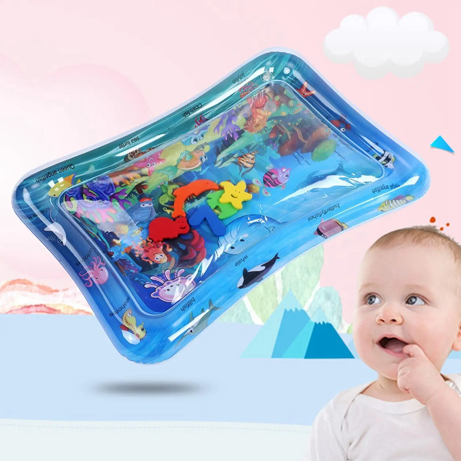 Inflatable Water Play Mat for Baby Kids - Underwater World Theme