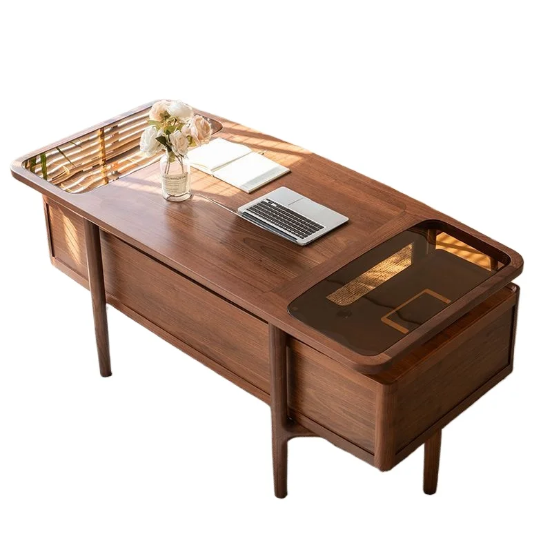 

North American black walnut solid wood desk home desk modern simple light luxury study writing desk computer