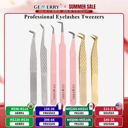 Pinzas para pestañas de 1 piezas, pinzas superduras de acero inoxidable rosa con puntas de fibra, pinzas antiestáticas de alta precisión