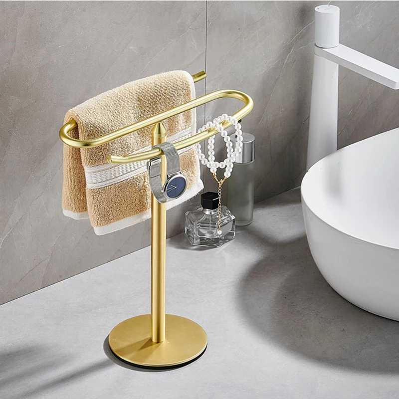 Toallero dorado de acero inoxidable, soporte de toalla de mano, barra de torre para tocador de baño, 1 unidad