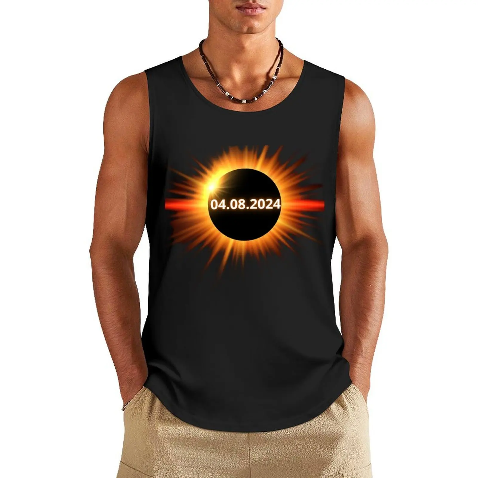 Solar eclipse 2024 Tank Top fitness clothing for men Bodybuilding clothing man