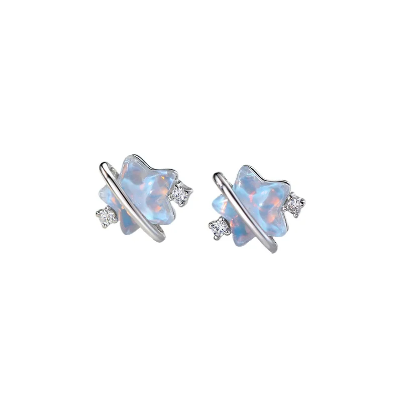 

999 sterling silver star stud earrings new popular earrings high-end light luxury earrings women