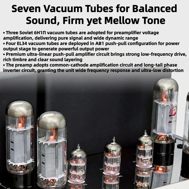 Merge-type Push-pull Vacuum Tube Power Amplifier Home Audio System for HIFI Enthusiasts High-fidelity Combination Audio Speaker