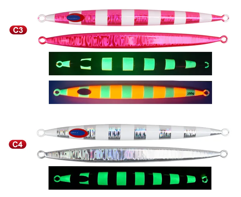 TEASER 200g 300g 500g 600g 750g 1000g J28 Deepsea Big Game Metall Jig Köder leuchtende Vertikale Sinkende Jigging Angeln Köder Isca – Detail 8