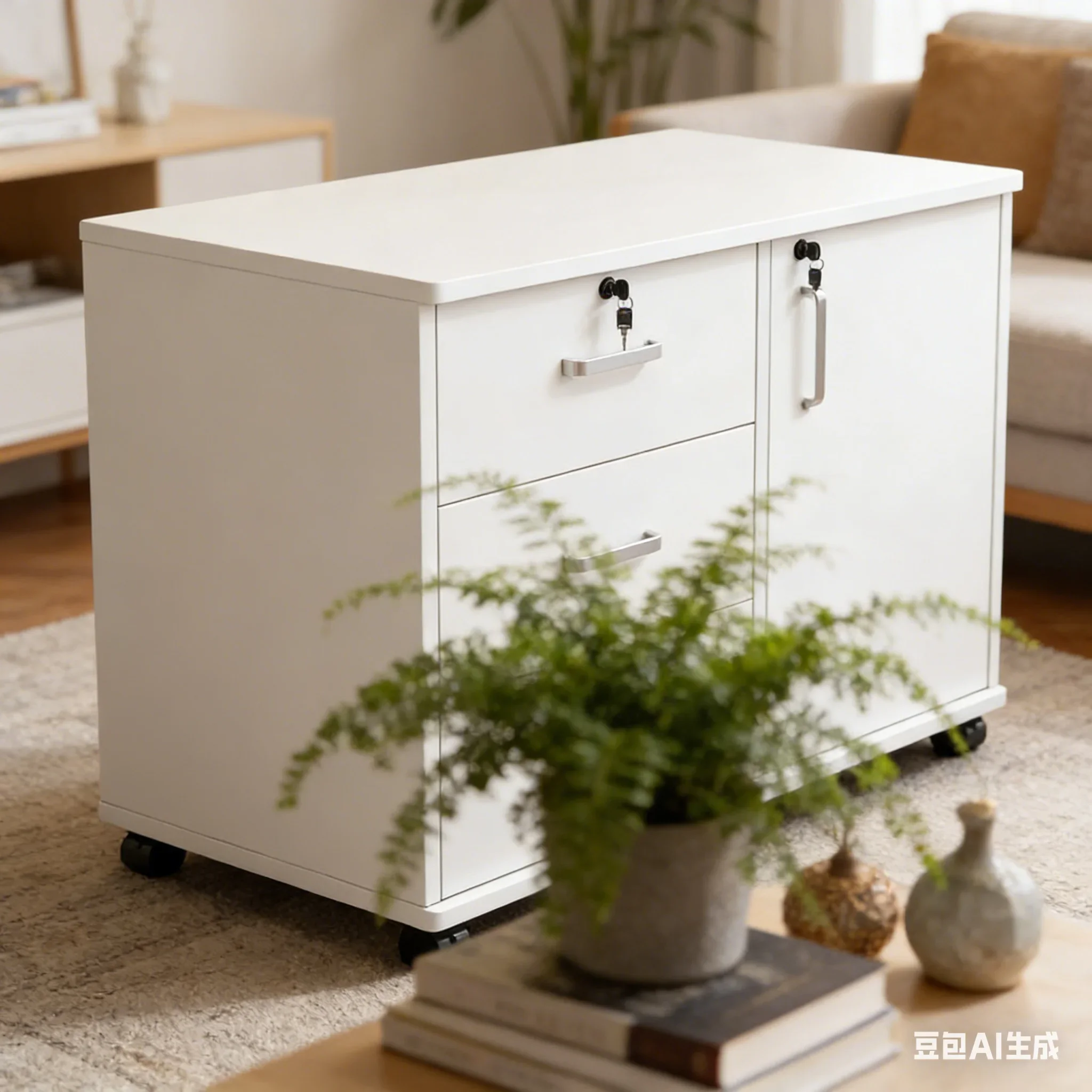 AOLIVIYA Modern Mobile File Cabinet With Wheels For Office Desk Side Under Desk Bookcases Low Small Storage Home Use B539768