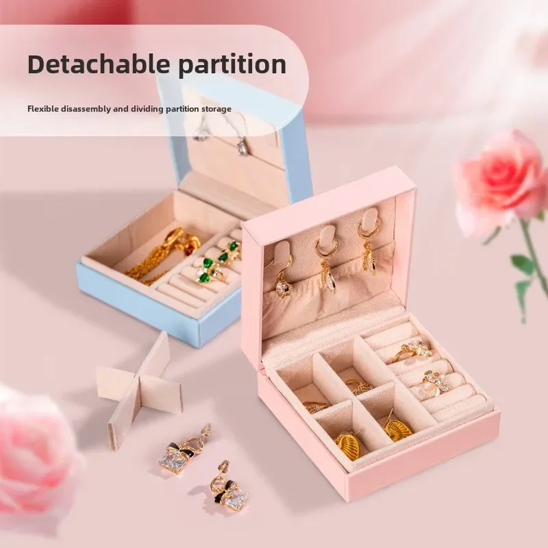 Square PU Leather Bridesmaid Proposal Gifts Travel Jewelry Case Small Bachelorette Party Jewelry Box Bridesmaid Gift Ideas Box