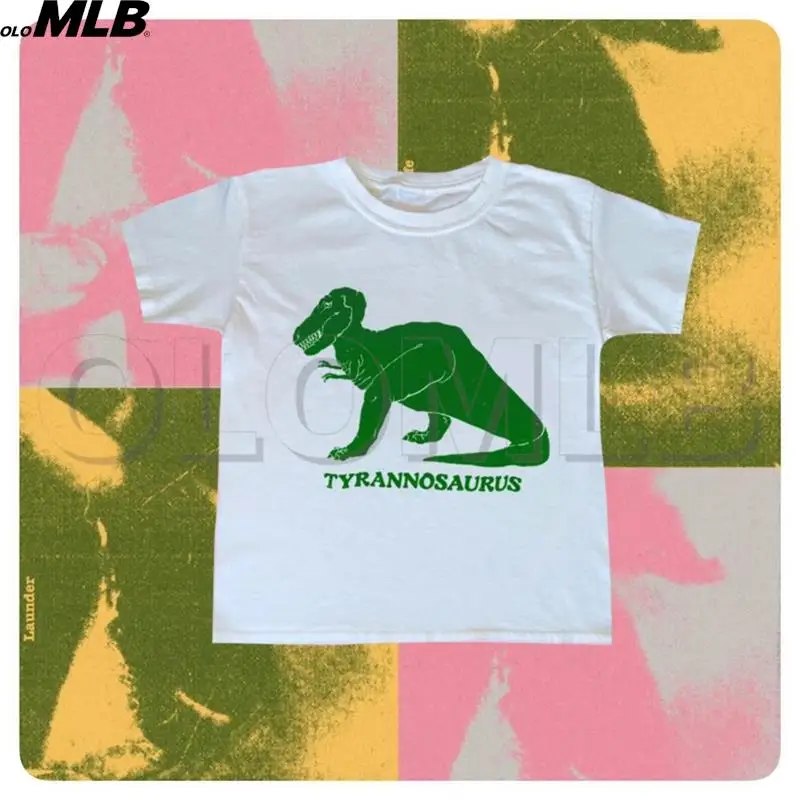 Summer Slim Harajuku Dinosaur graphics Print T-Shirt short sleeve Skinny Crop tops Women y2k kawaii streetwear Cropped tops Tee