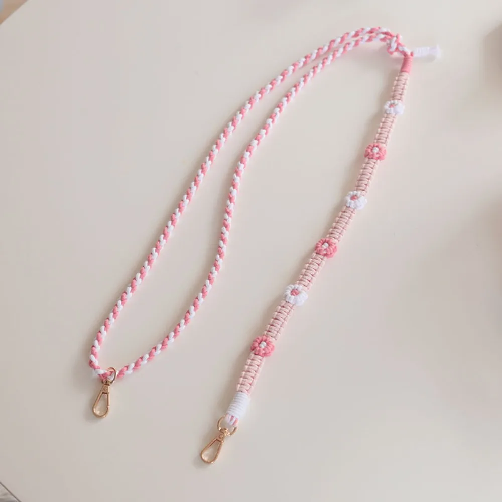 

Braided Mobile Phone Lanyard Crochet Macrame Daisy Flower Neck Strap Bohemian Anti-lost Mobile Phone Crossbody Strap