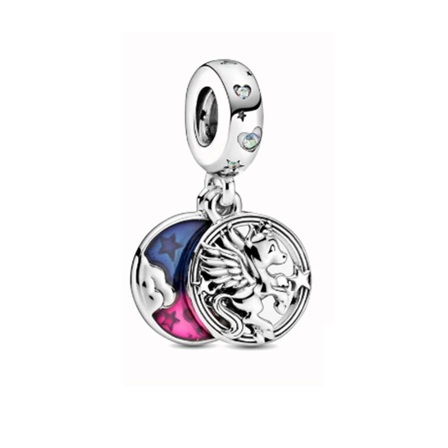 Abalorio de plata 925 auténtica para pulsera Pandora, colgante doble de cuatro hojas, Forever Sisters & Friends, compatible con Pulsera Original