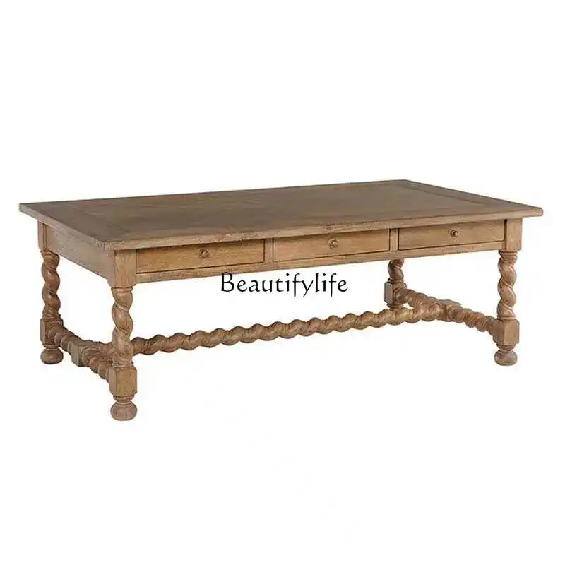 

American country oak coffee table retro coffee table Nordic simple modern