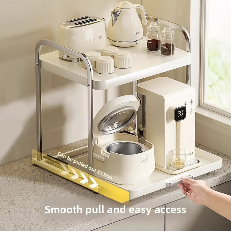 

Microwave oven rack, pull-out kitchen rice cooker rack, countertop multi-functional electrical appliance oven storage rack