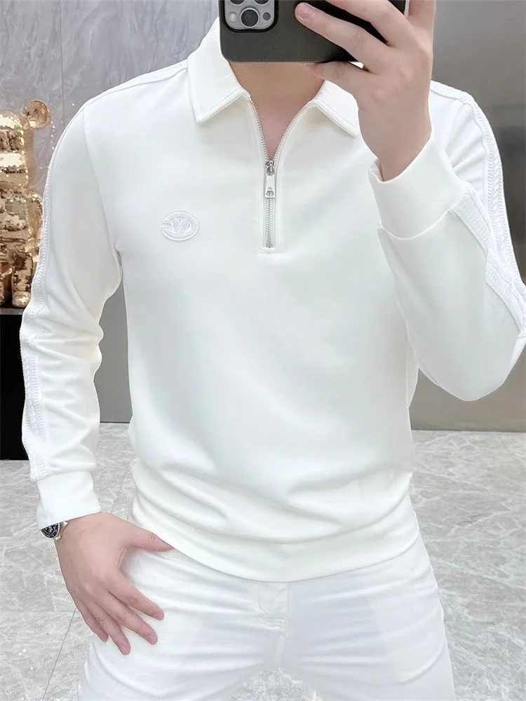 

Мужская повседневная толстовка с вышивкой и пэчворком в стиле ретро, с длинными рукавами, на молнии, из полиэфирного волокна, молодежная, модная, с воротником-стойкой