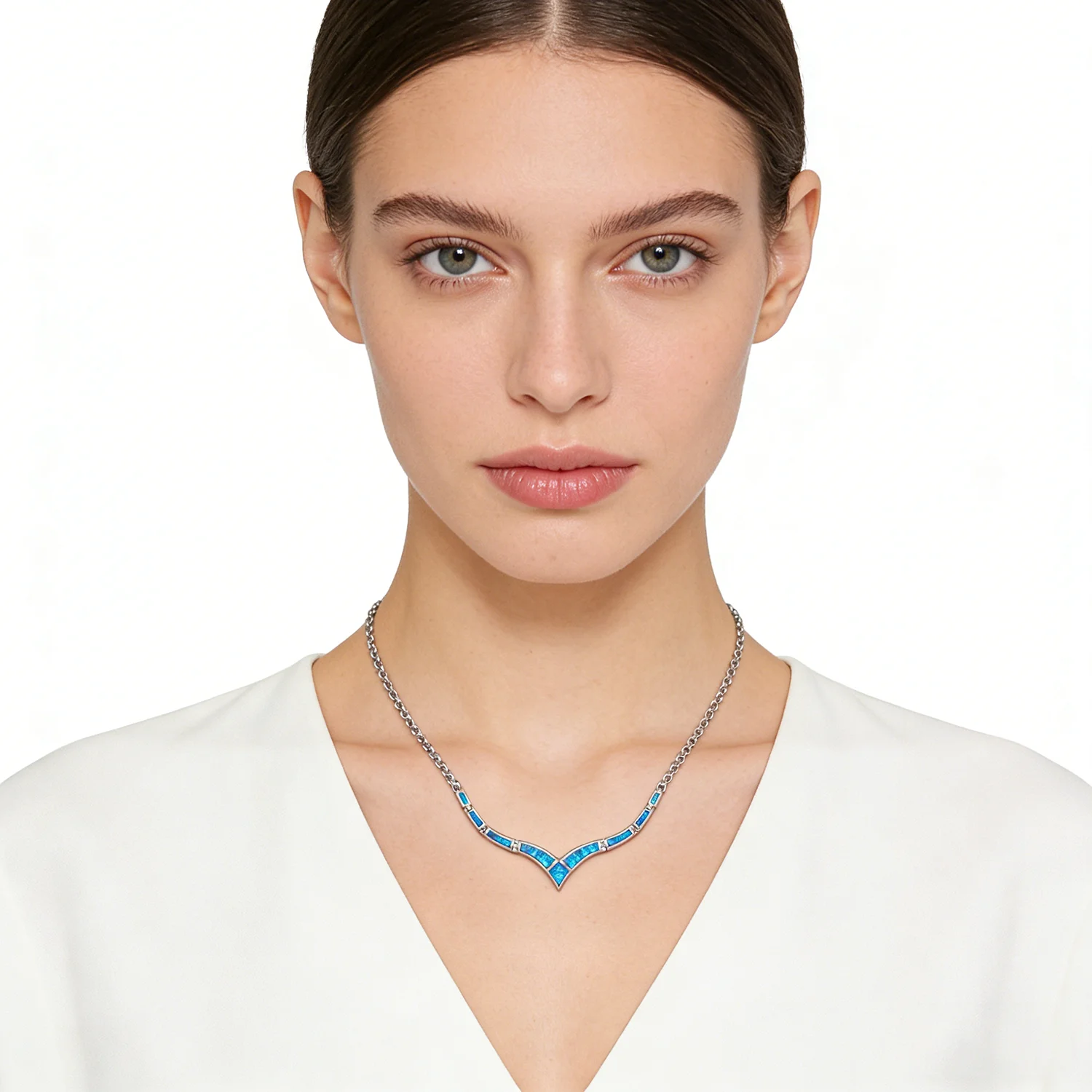 Unique Design Hot Sale Blue Fire Opal Necklaces for Charm Women Luxury Fashion Jewelry Pendant Necklace Gifts for Wedding Dating