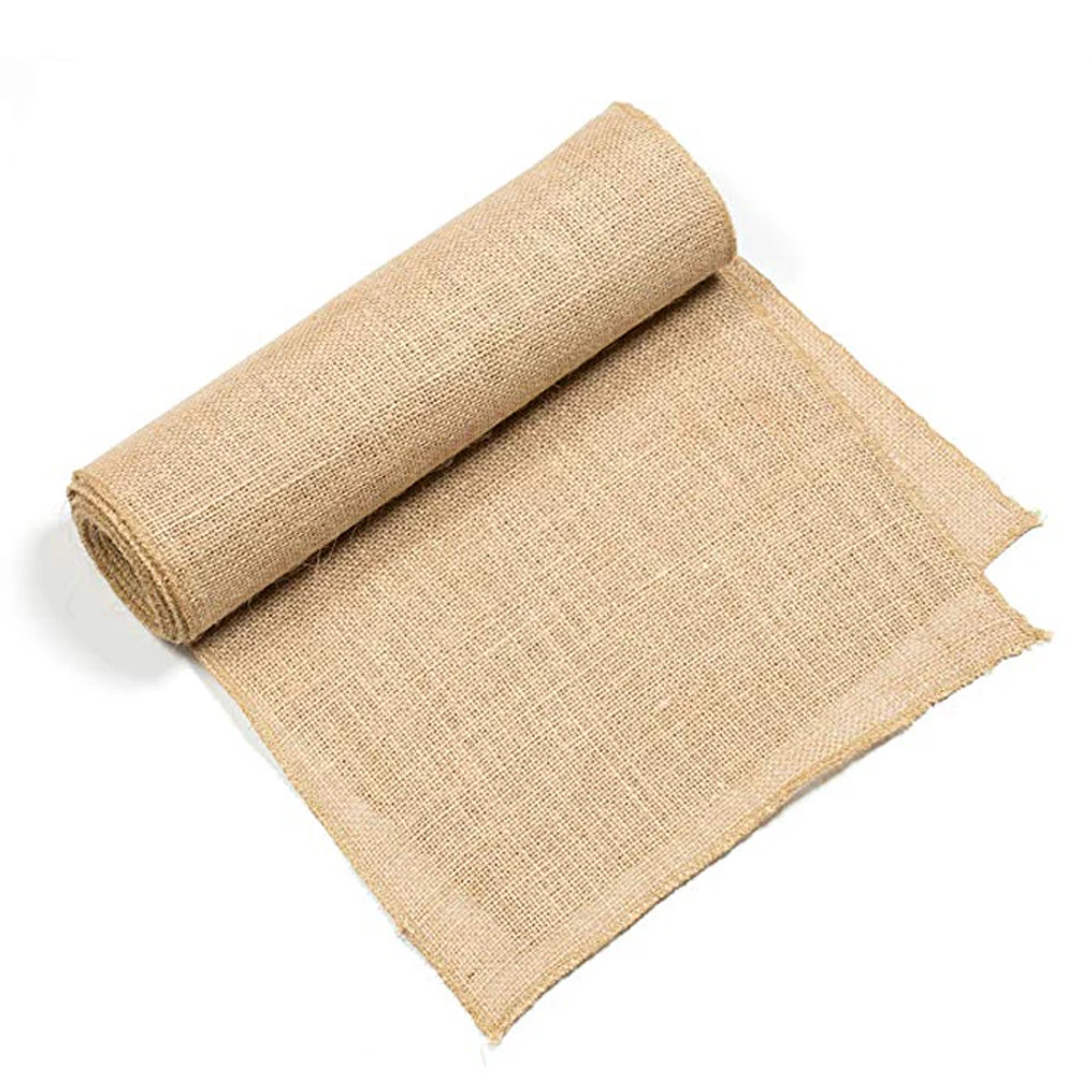 

Table Runner Vintage Burlap Imitated Jute Linen Rustic Table Runner Burlap for Christmas Wedding Restaurant Table Decor Khaki