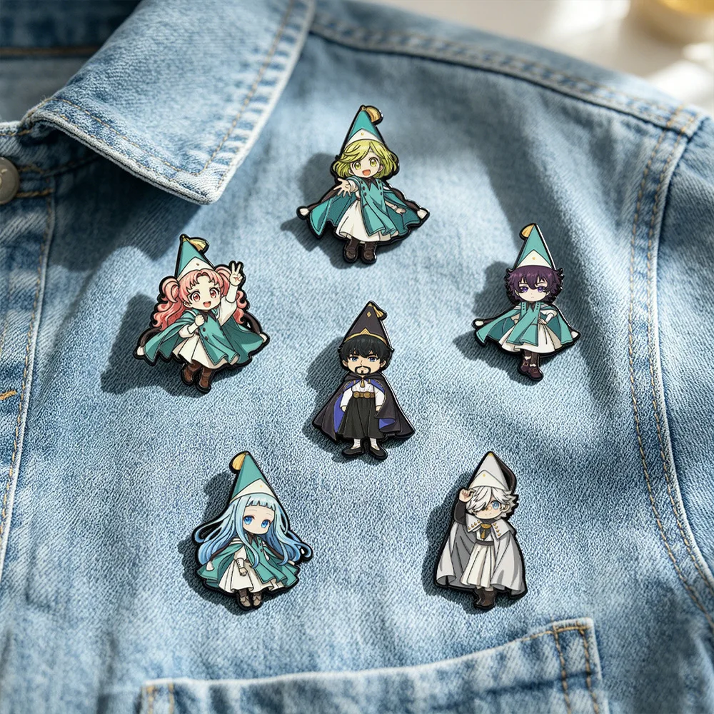 6pcs/Set Anime Witch Hat Atelier Enamel Pin Cartoon Pink Haired Badge Brooch Backpacks Bag Collar Lapel Decoration Jewelry Fans