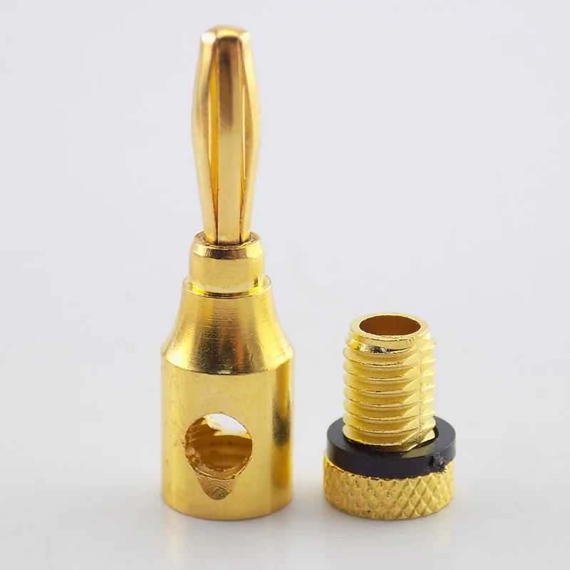 1Set (2 Stuks) 4Mm Bananenplug Verguld En Schroeftype Rood + Zwart