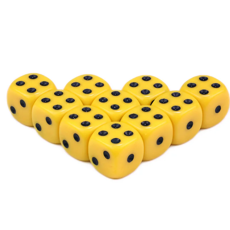 10Pcs/set Yellow Dice Set Accessories Dice Color Dice Yellow Black Dot Board Game Supplies 1.6CM