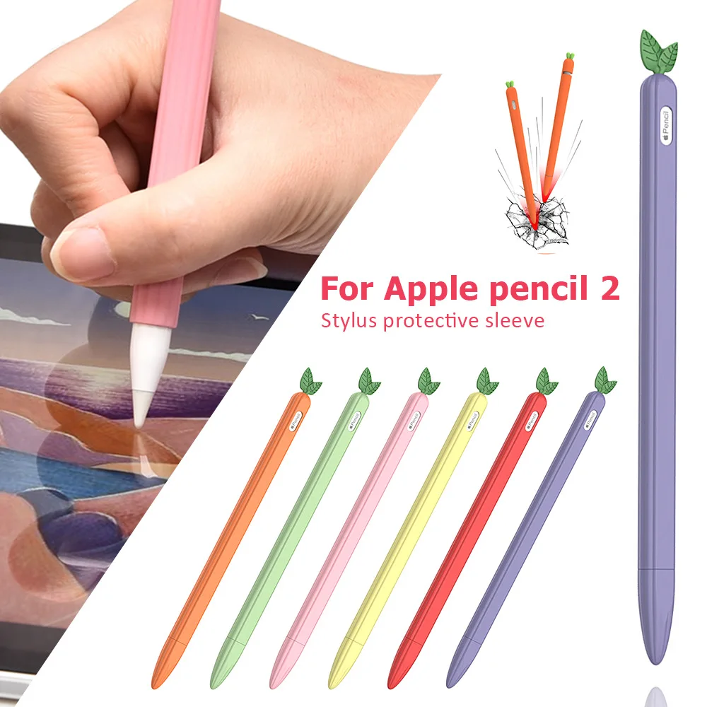 Para apple pencil 2 pencil2 caso frutas silicone titular stylus caneta capa para apple pencil 2 2nd gen tablet toque caneta casos funda