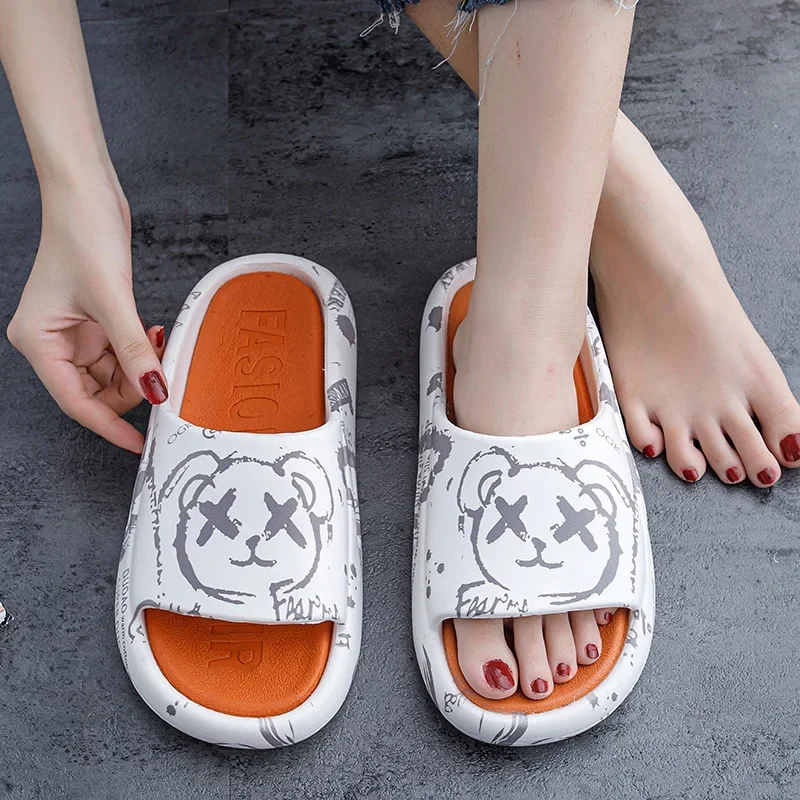 Women Slippers Thick Platform Sandals Men Summer Home Slippers Indoor Mute Soft-soled Flip Flops Couple Non-slip Slipper