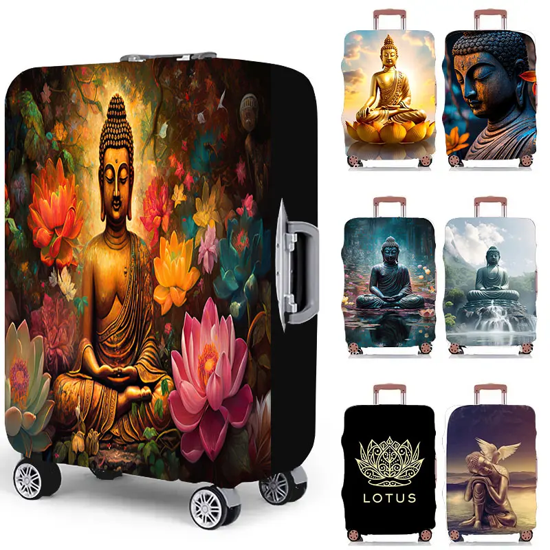 Buddhist Art Pattern Luggage Cover Shakyamuni Buddha Travel Suitcase Anti-dust Cover Suitcase for 18 ~32 Inch Luggage Protctive