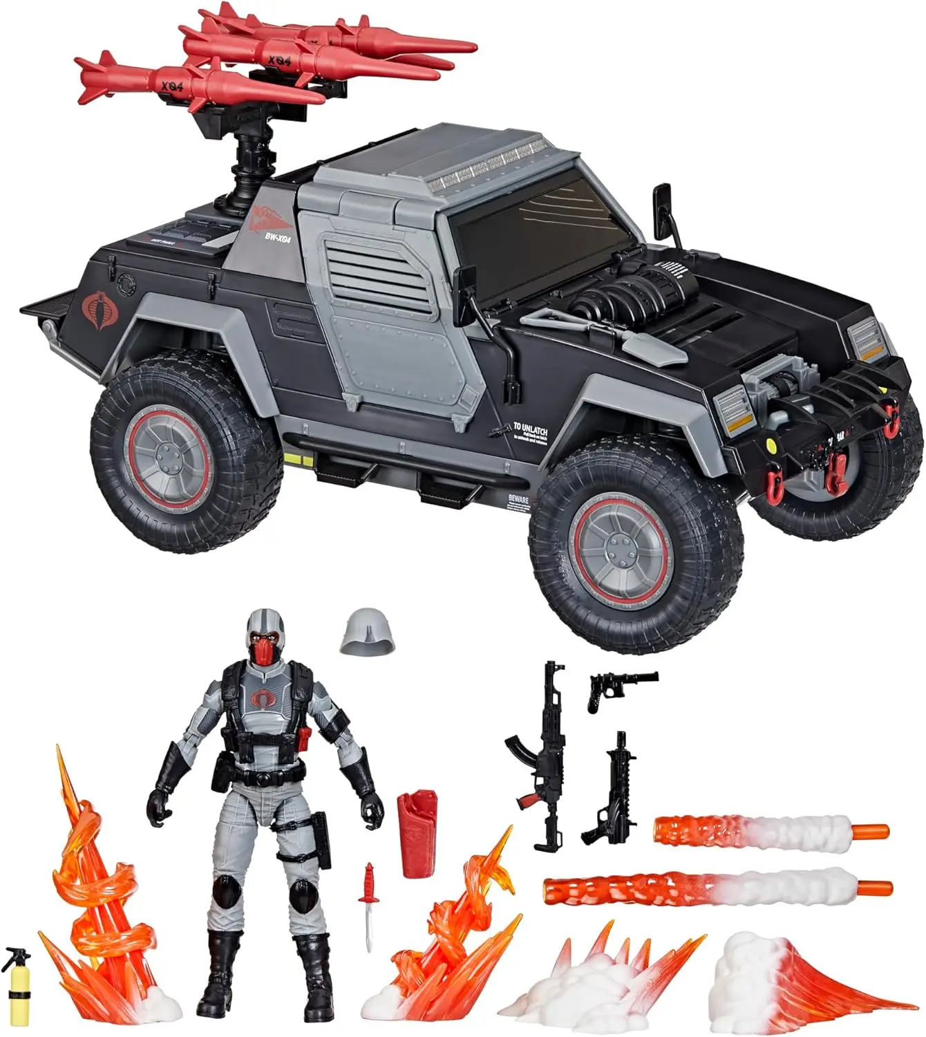 

Collectible 6-Inch Action Figure with Vehicle, 8 Accessories, Night Attack Stinger & Driver