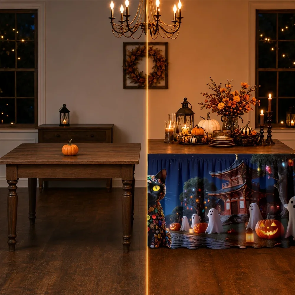 Table skirt / tableskirt - Halloween theme - Place a tablecloth / tablecover - 1 piecexzj