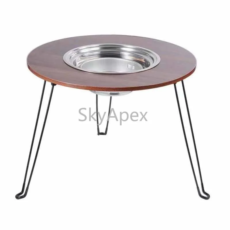 

Genuine Outdoor Dining Table With Charcoal Barbecue Grill Fully Equipped With Foldable Tools for Simple Picnic Barbecue Tables