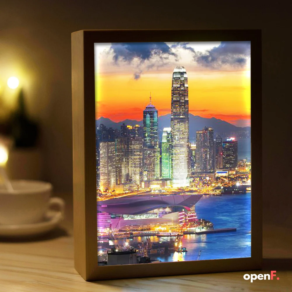 View of the city Anime aesthetic decoration light painting,3 color changing healing night lamp,Personalized gifts for room Decor