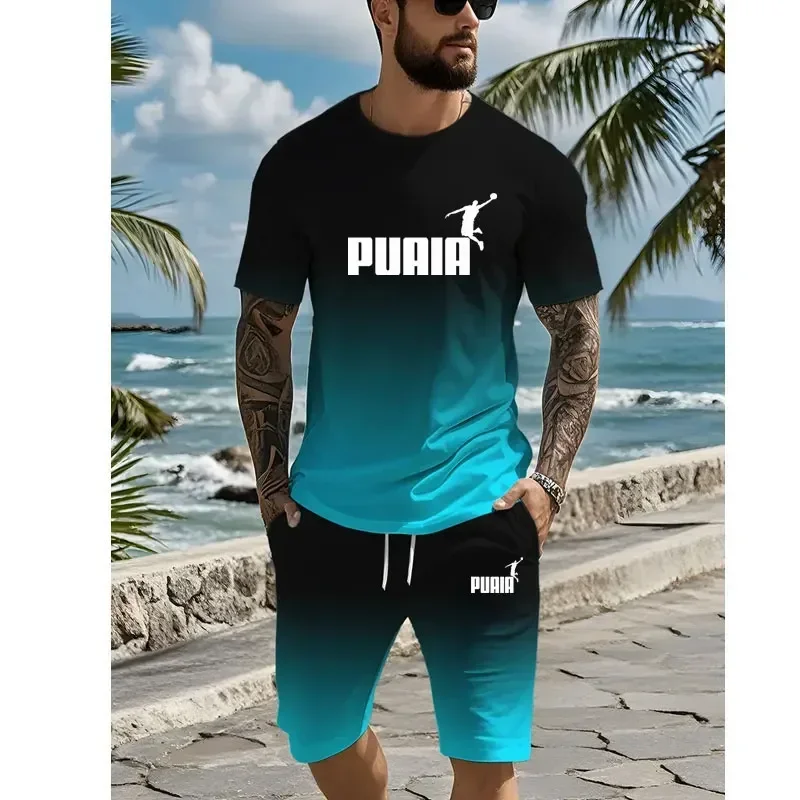 Mode Sport Casual shorts met korte mouwen Tweedelig Straat Dagelijks Harajuku Herenpak Zomer Nieuw los digitaal printenpak