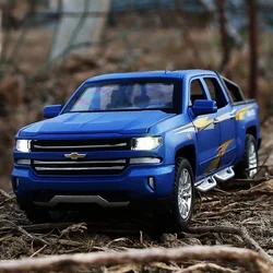 1:32 Chevrolet Silverado Pickup Alloy Car Model Diecast Metal Toy Vehicles Car Model Simulation Sound Light Collection Kids Gift