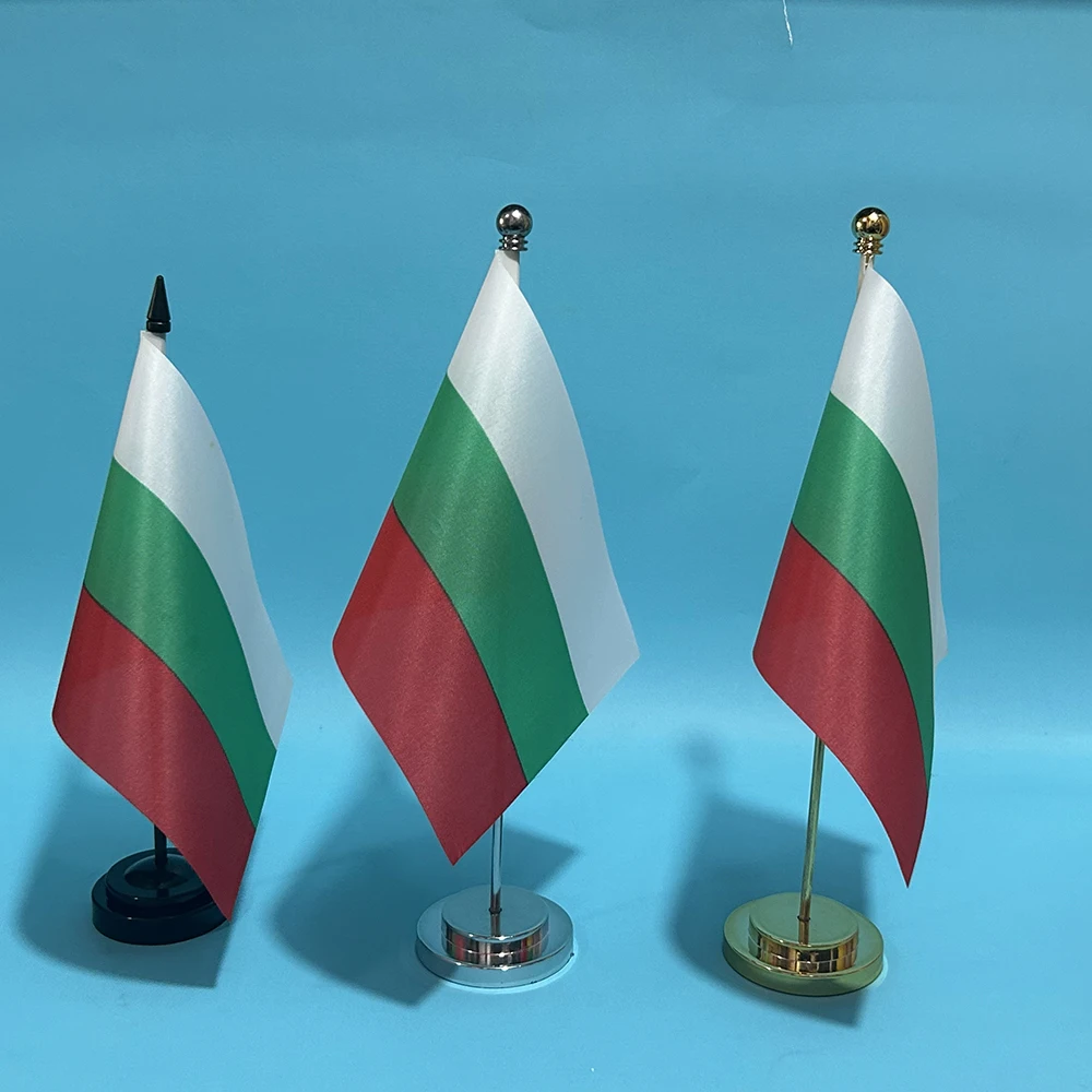 Office Desk Flag Of Bulgaria flag 14x21cm polyester Bulgaria National Flag Country Banner Desk Ornaments Flags