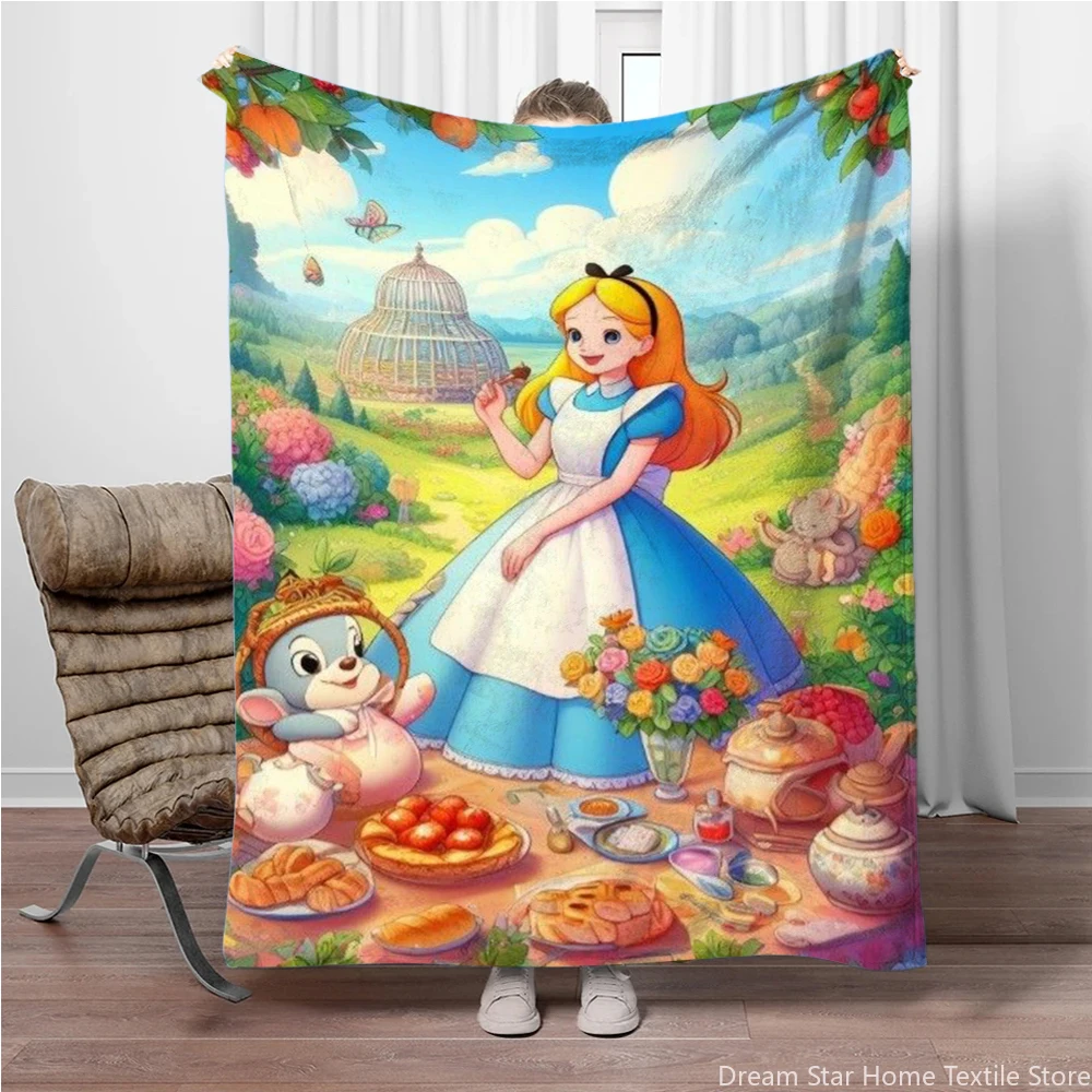 MINNISO Disney Alice in Wonderland Cartoon Cheshire Cat Soft Blankets Flannel Throw for 4 Seasons Quilt Sofa Bed Travel Camping