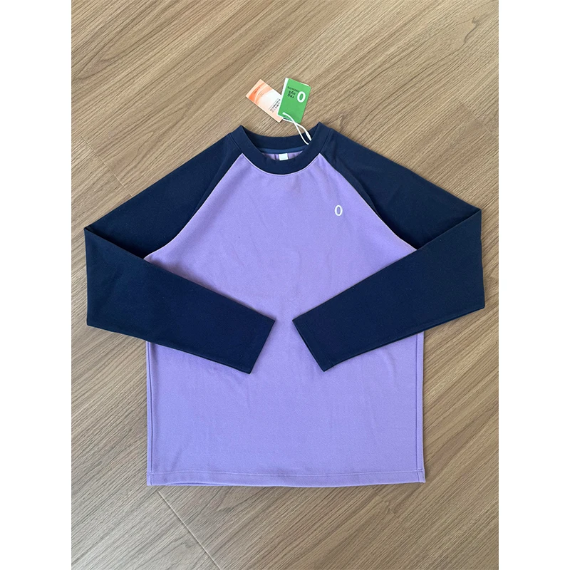 Unisex Double-Sided Velvet T-Shirt, Lightweight Thermal Base Layer, Raglan Sleeve Brushed Fleece, Winter Comfort​