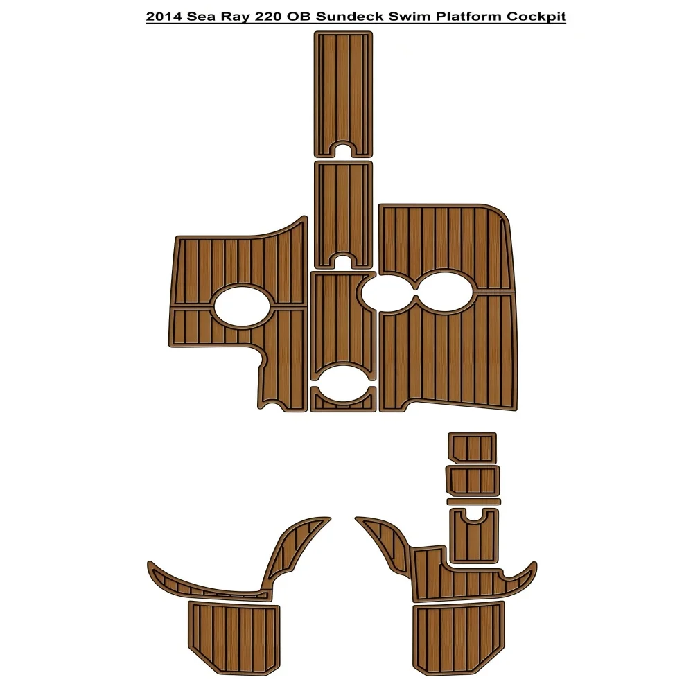 

2014 Sea Ray 220 OB Sundeck Swim Platform Cockpit Pad Boat EVA Foam Faux Teak Deck Floor Mat SeaDek MarineMat Style Adhesive