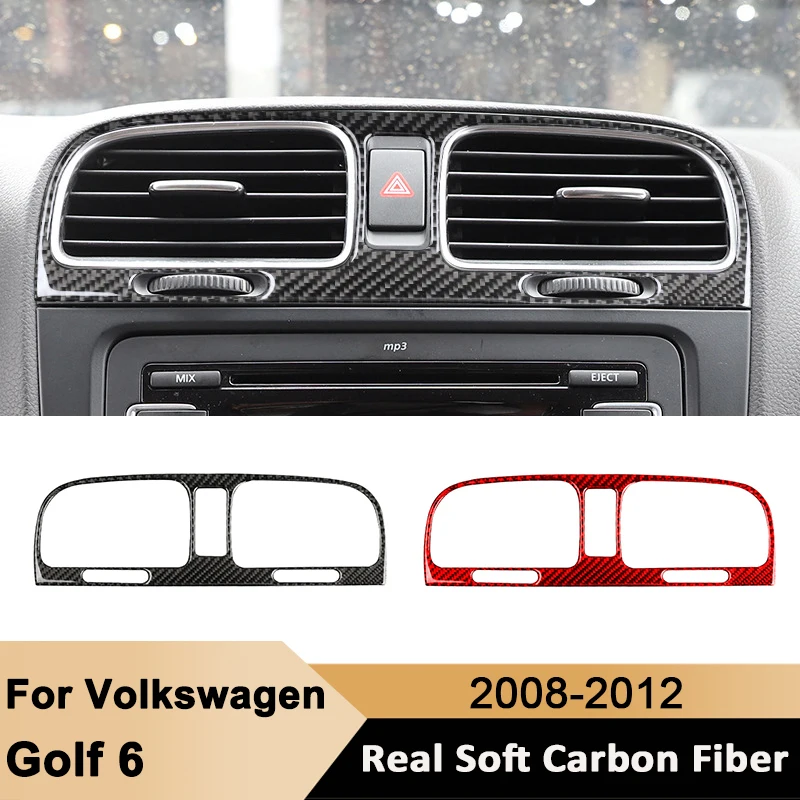 

Carbon Fiber Car Center Air Outlet Vent Trim Frame Decorative Sticker For Volkswagen Golf 6 2008-2012 Auto Interior Parts