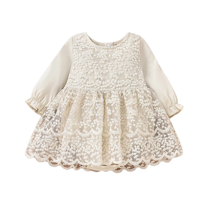 2022-10-08 Lioraitiin 0-18M Newborn Infant Baby Girl Dress Lace Ruffle Long Sleeve Dresses For Girl Birthday Party Wedding