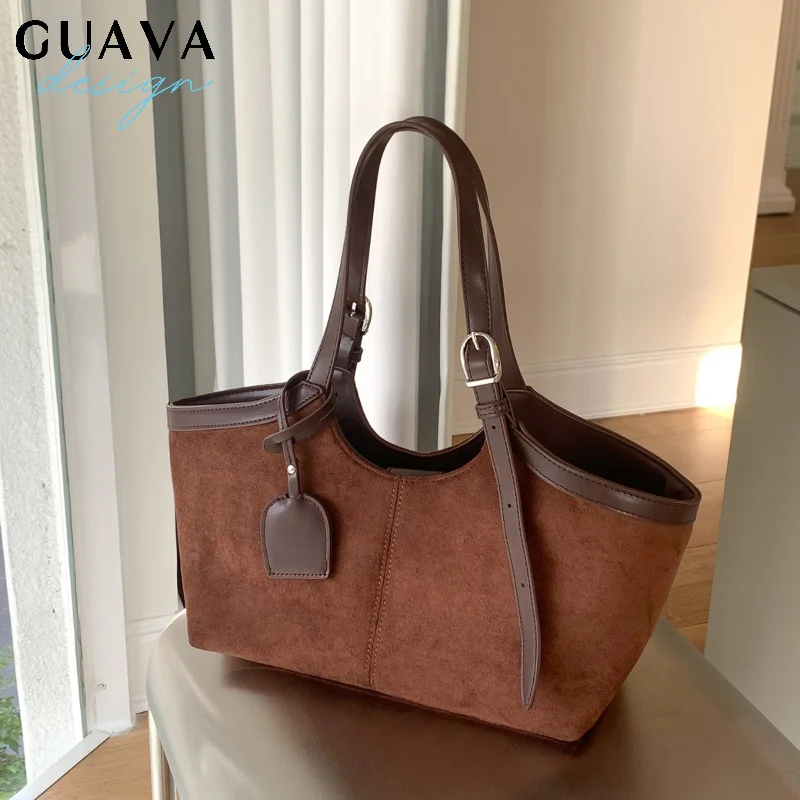 

Autumn Latest Retro Underarm Shoulder Bags For Women Faux Suede Pure Color Armpit Bag Casual Street Designer Handbags