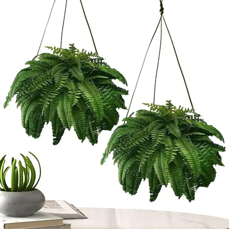 Artificial Boston Fern Plants Realistic Fake Ferns UV Resistant Bush Reusable Ferns For Outdoors Faux For Garden Decoration