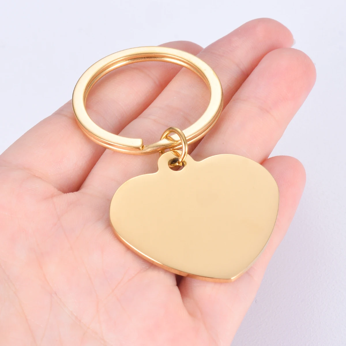 2Pcs//lot Mirror Polished Stainless Steel Heart Dog Tag DIY School Bag Car Key Pendant Jewelry Keychain Gift For Unisex 3 Size