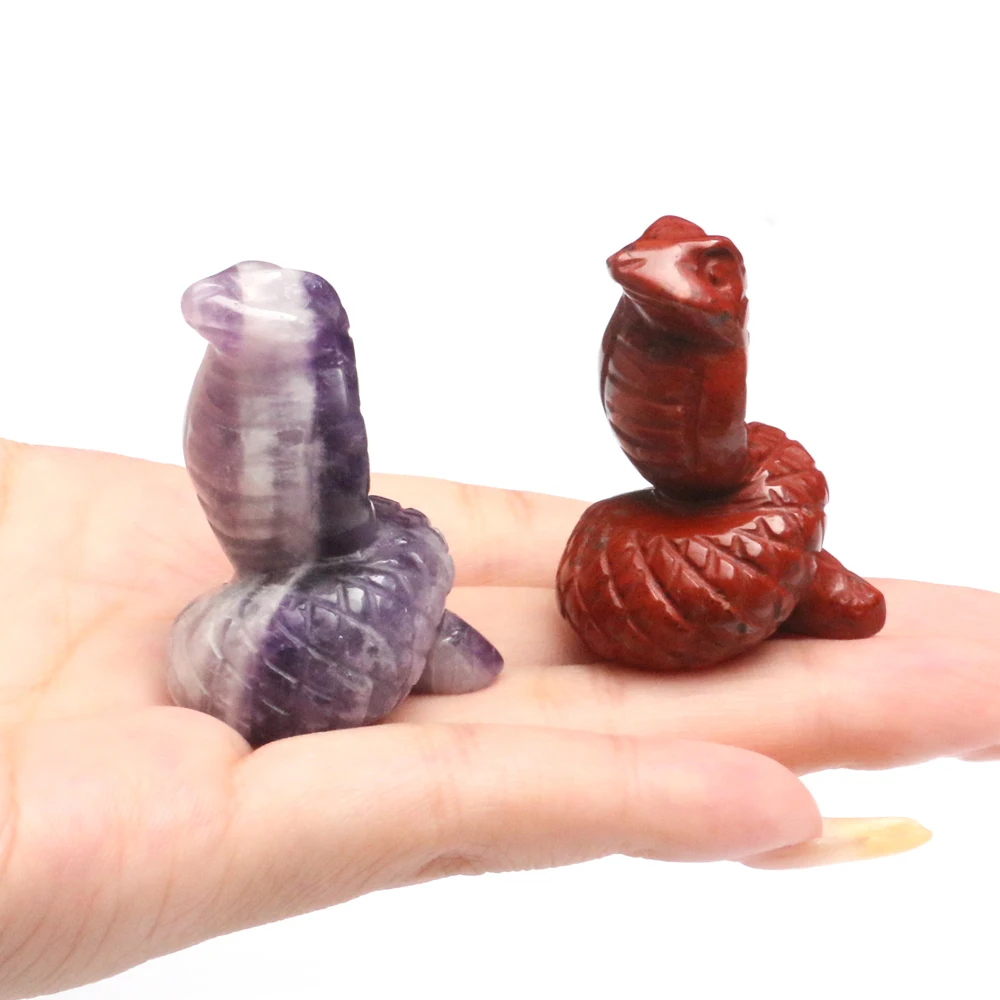 

Mineraali Natural Stone Snake Animal Figures Statue Crystal Carved Gems Reiki Healing Obsidian Amethyst Quartz Craft Home Decor