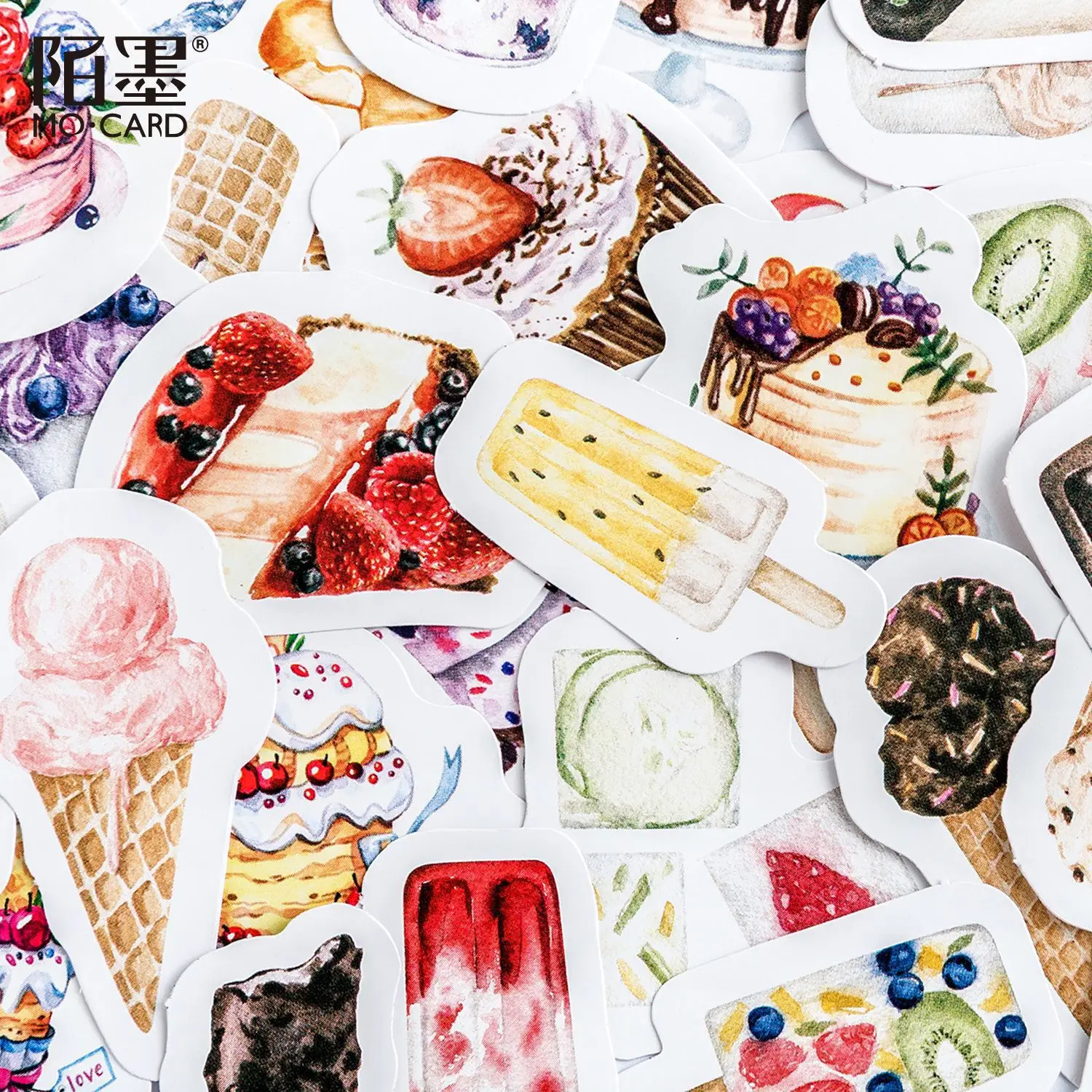 45Pcs Colorful Summer Desserts Paper Stickers Vintage Self Adhesive Decorative Sticker For DIY Arts Journaling