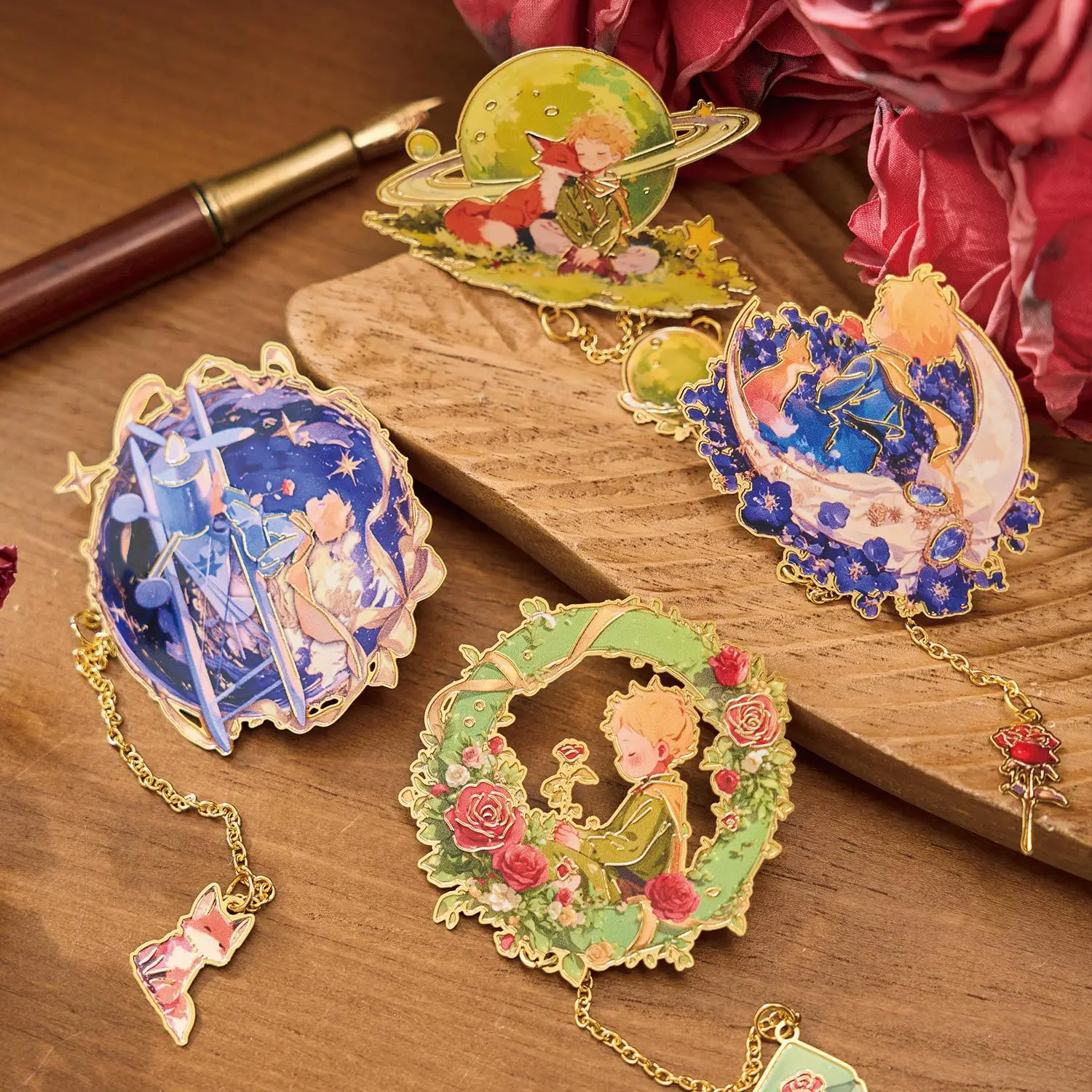 Prince and Rose 3D Bookmark Blessing Gift Metal Bookmark Metal Bookmark Starlight Star Island Collection