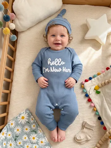 Erkek Çocuk Sonbahar Tulumu Kollu Harfli Erkek Çocuk Sonbahar Bebek Erkek Sonbahar Nakışlı Tulumlar - Hafif Erkek Çocuk İçin