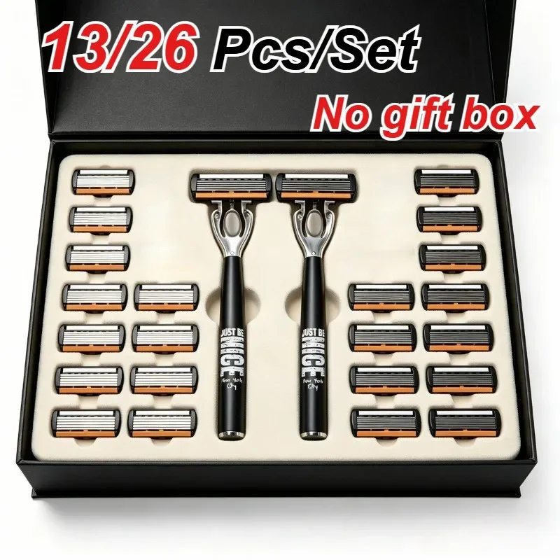13/26 PCS/Set 6-Layer Manual Shaving Set | Men's Manual Safety Shaving Set Can Be Directly Rinsed and Easily Cleaned