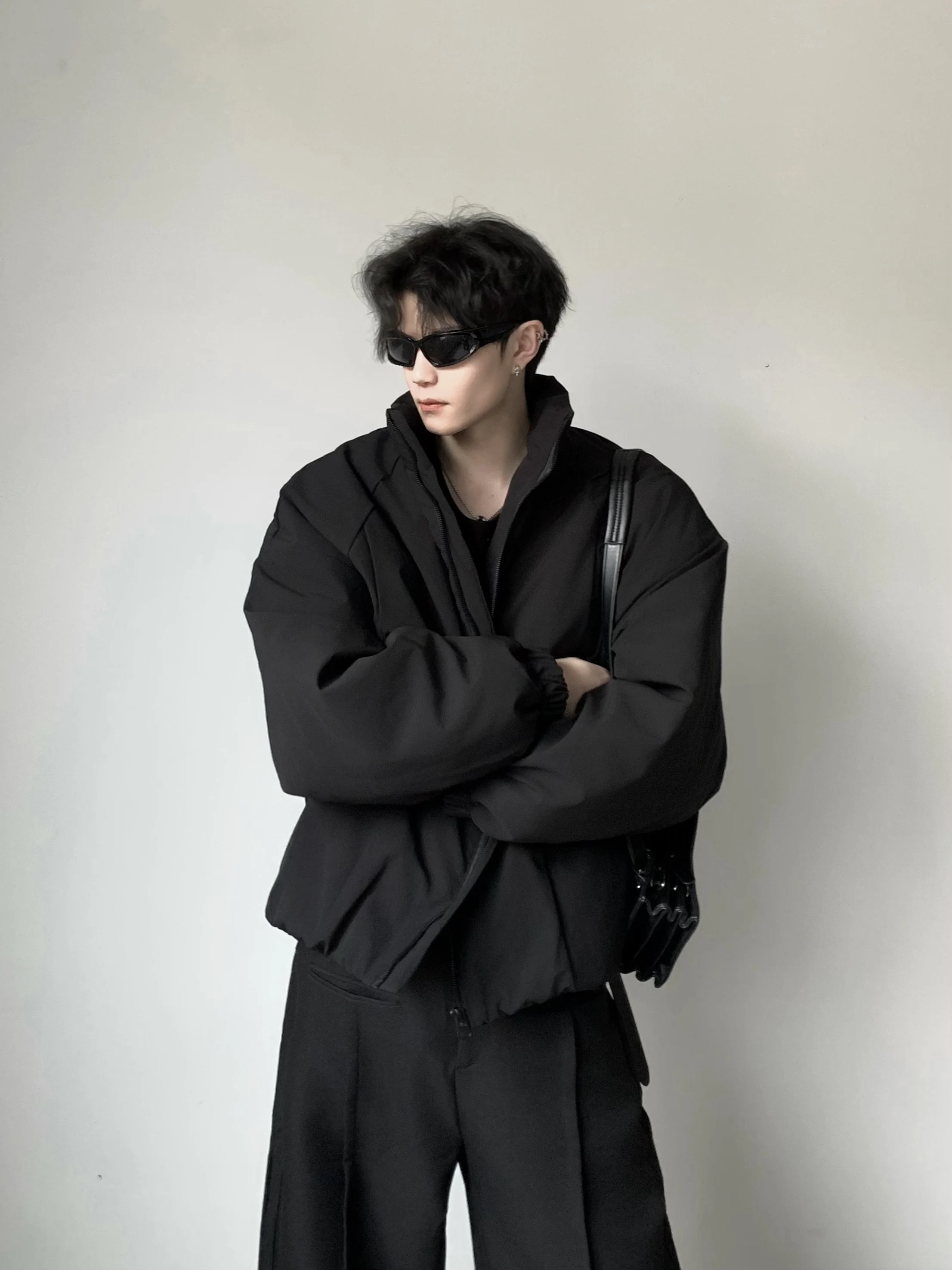 الرجال 2025 شتاء جديد النمط الأمريكي الوقوف طوق الطيران سترة أسفل معاطف الرجال الدافئة سميكة بسيطة تنوعا بلون جاكيتات #3