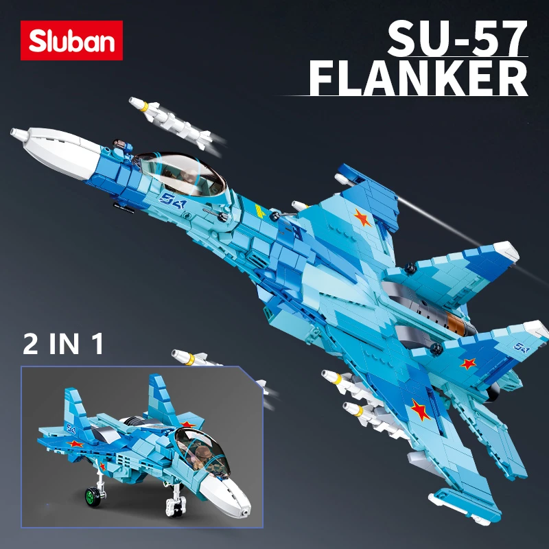 Sluban Building Block Toys Morden Military B0985 SU-27 Fighter 1040PCS Bricks Airplane Fighter Jet Compatbile With Leading Brand